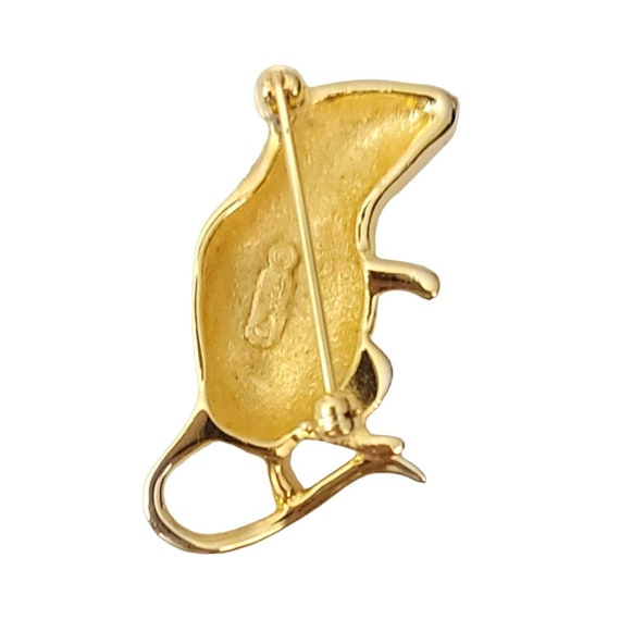 Carolee Gold Tone Rhinestone Figural Mouse Brooch… - image 7