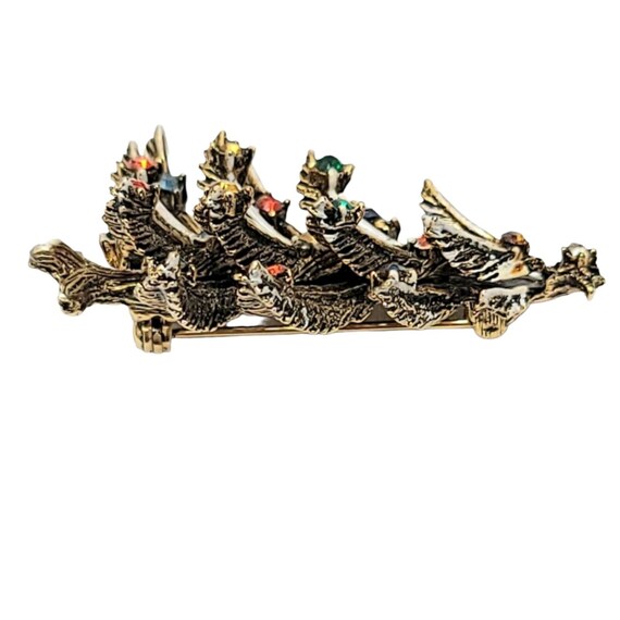 ART Gold Tone Rhinestone Christmas Tree Pin Brooc… - image 5