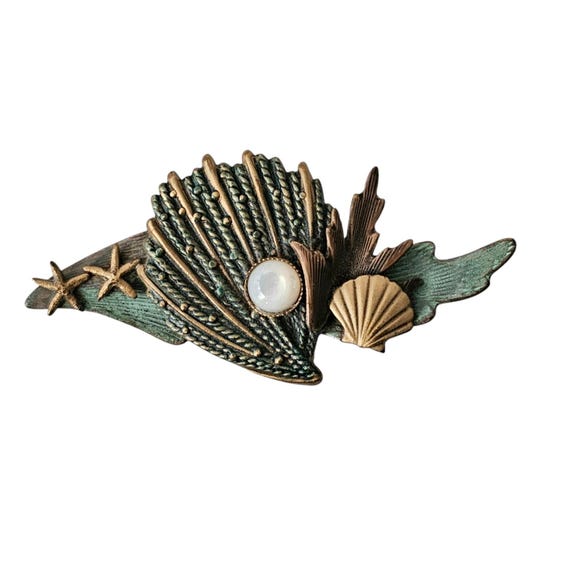 Silver Forest Seashells, MOP, Starfish Brooch Pin L577