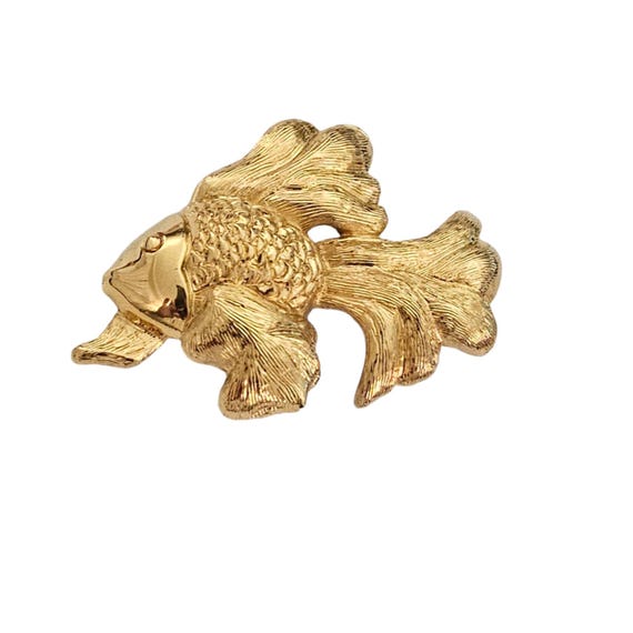 Napier Vintage Gold Tone Angel Gold Fish Brooch Pin, Signed L623