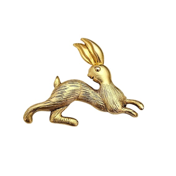 Art Institute of Chicago Multilana Rabbit Brooch Gold-Plated Pin Signed J913