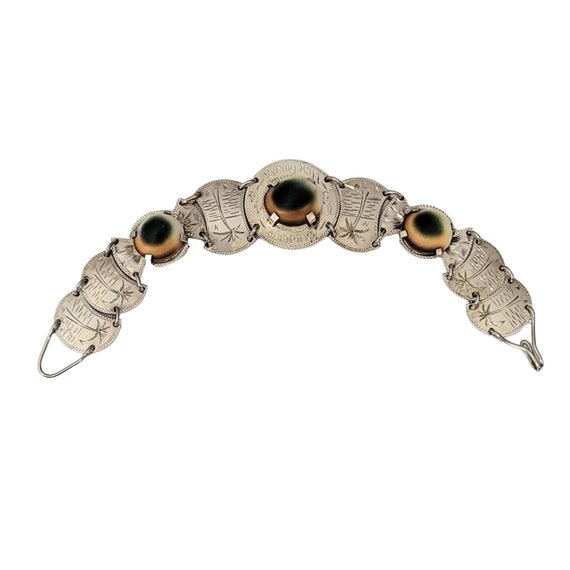 Sterling Silver Operculum Shell Coin Link Bracelet, 6.5-Inches