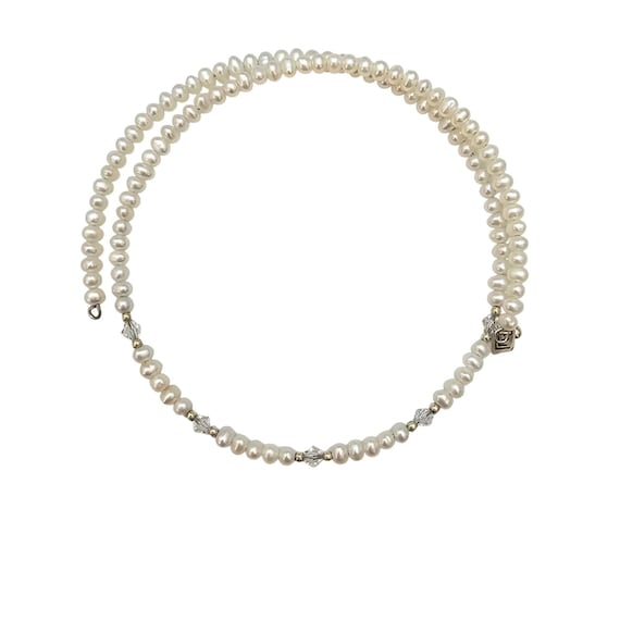 Silpada Pearl Choker, Memory Wire Sterling Bead, Bicone Necklace C689