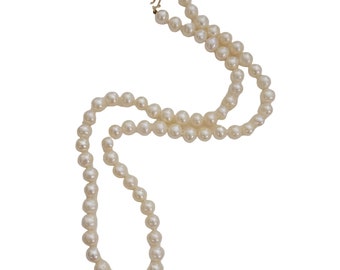 14K Yellow Gold Genuine Freshwater Pearl Strand Necklace 18” Long, K662