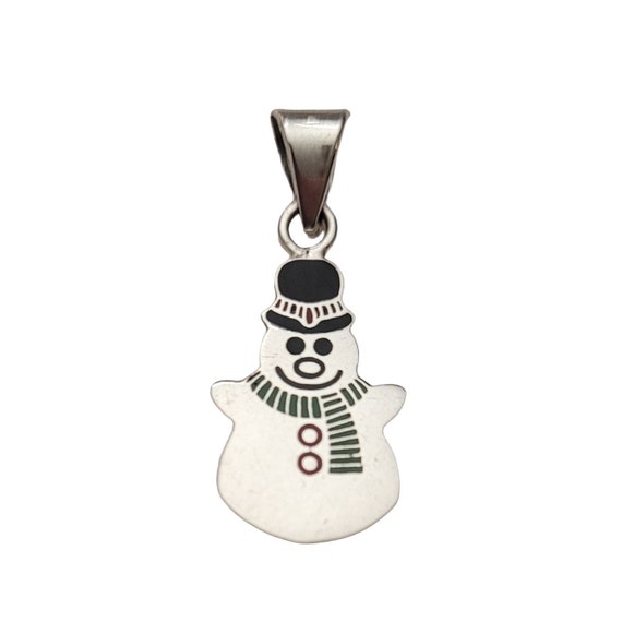 Sterling Silver Enamel Snowman Pendant E628