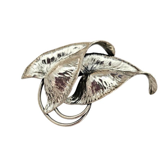 Sterling Silver Signed Ivy Leaves Brooch L523