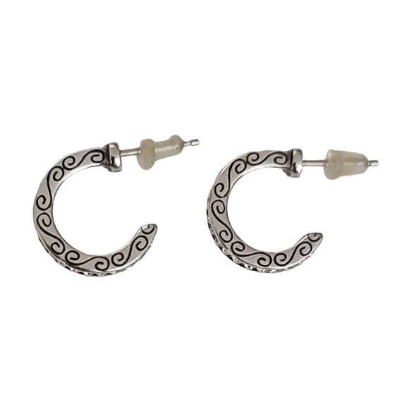 Brighton Clear Crystal Half Hoop Scroll Post Earrings K678