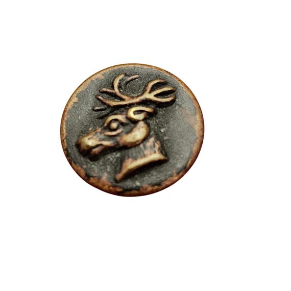 Antique Repoussé Antler Deer Shank Button J942