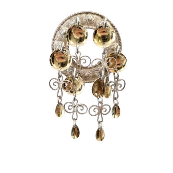 Norwegian Solje 830 Silver Dangle Brooch Signed J,  J73
