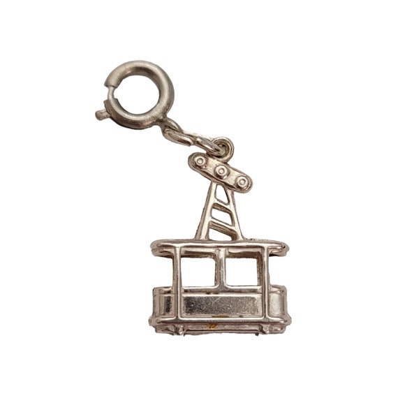 800 Silver Vintage Gondola Lift Cable Car Charm Round Spring Clasp E330