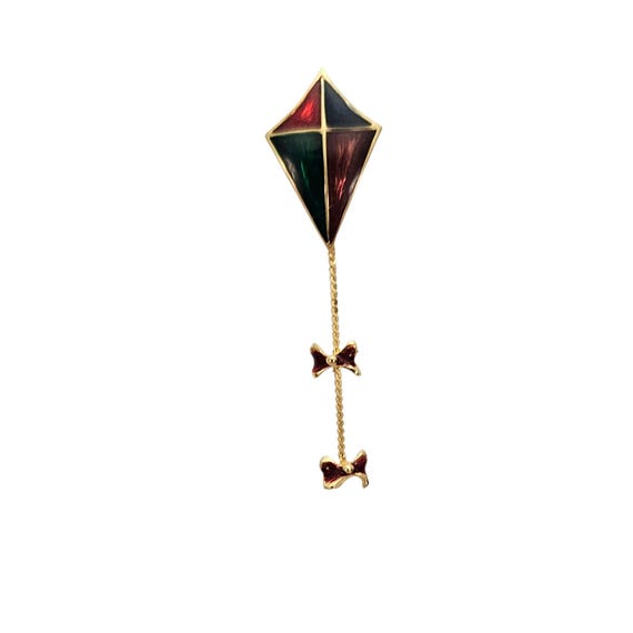 Lady Remington Red Green Purple Kite Lapel Pin Signed