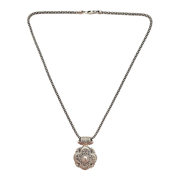 AV Sterling Italy Roman Etruscan Pendant Necklace, 19 Inches Chain L504