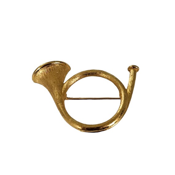 Napier Gold Tone French Horn Brooch Pin, Signed L202