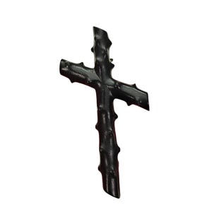 Black Bog Oak Victorian Mourning Cross Brooch C Clasp L650