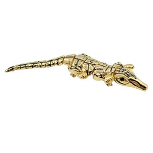 St. John Gold Tone Articulated Segmented Crocodile Alligator Brooch, Signed image 6