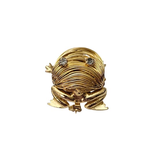 Les Bernard Wired Frog Brooch Faux Pearl In Mouth Pin, Signed L588