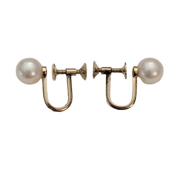 14K Yellow Gold Genuine Pearl Screw Back Earrings E921