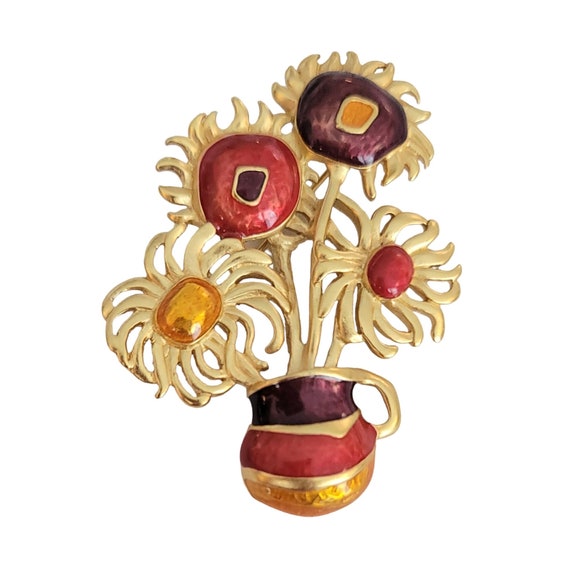 Yves St Laurent for Avon, Van Gogh Flowers Brooch, Signed K312