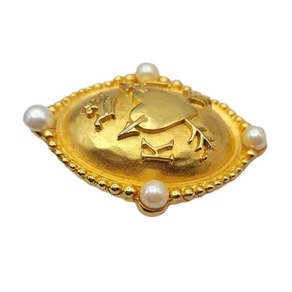 Karl Lagerfeld Goldtone Faux Pearl Signature Pin - image 3