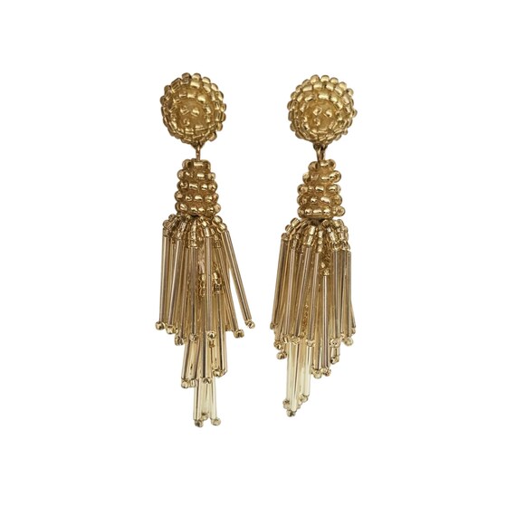 J. Crew Class Gold Seed Tube Beaded Tassel Post Earrings, J60