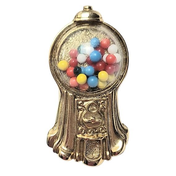 1928 Jewelry Vintage Articulated Jelly Lucite Cover Gumball Machine Brooch