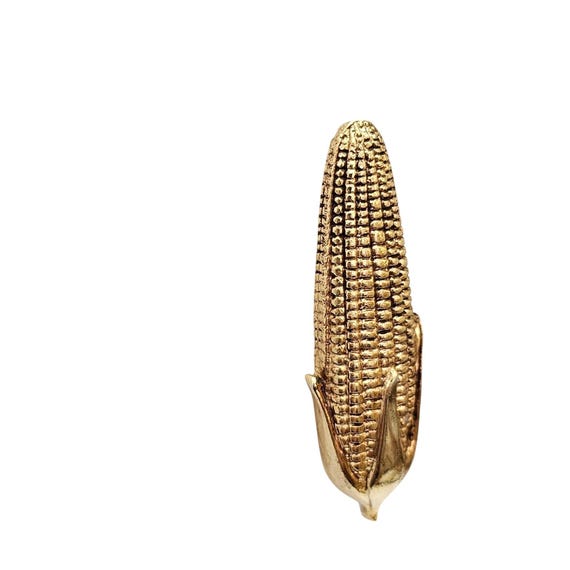 Corn On Cob Brooch Gold Tone Pin J718