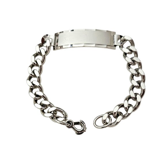 Sterling Silver Anson Cuban Chain Bracelet Sister Clasp, 8 Inches Signed