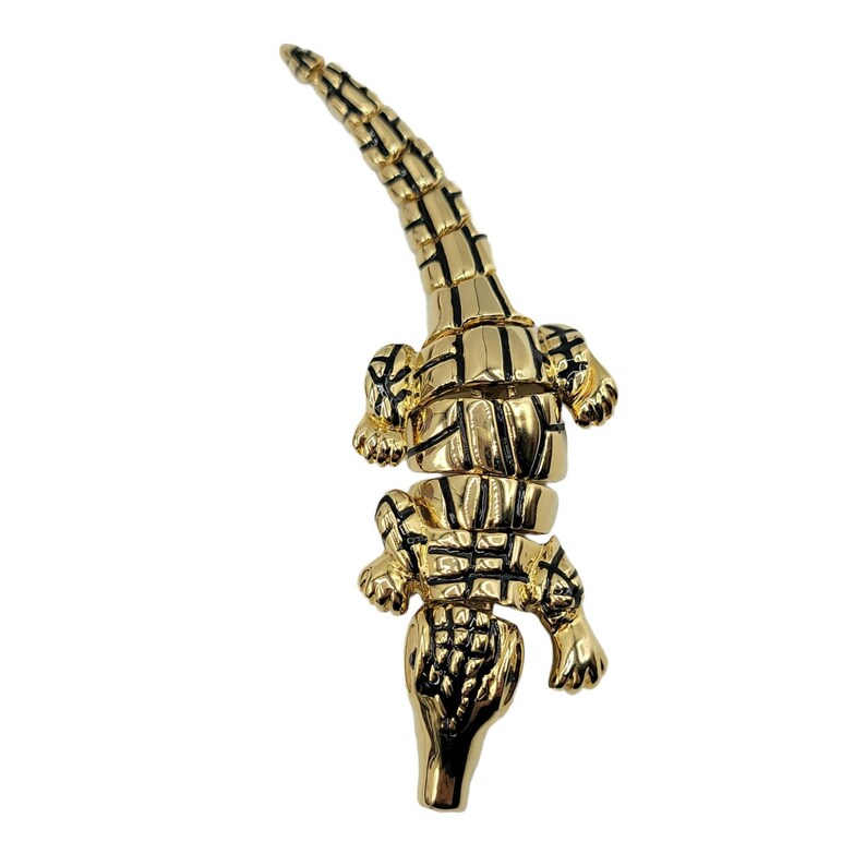 St. John Gold Tone Articulated Segmented Crocodile Alligator Brooch, Signed image 3