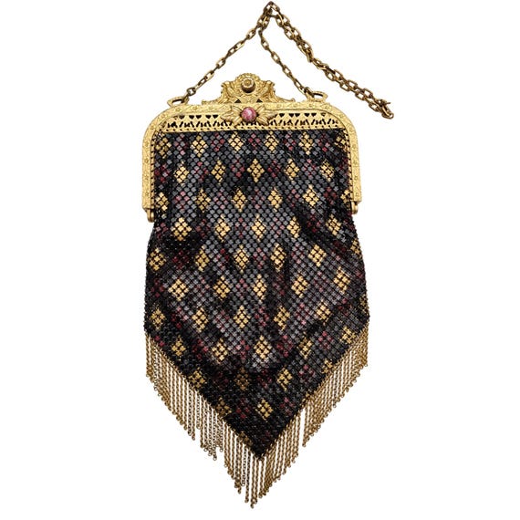 Mandalian MFG. Company Art Deco Mesh Purse Bag Chain Fringe J532