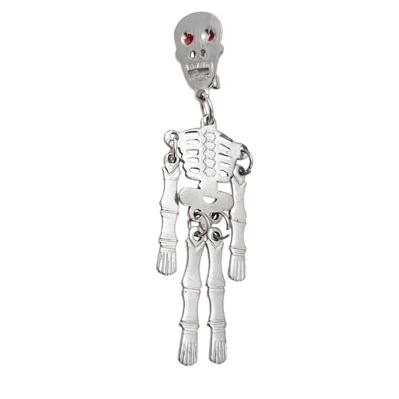 Silver Tone Articulated Vintage Aluminum Skeleton Pin