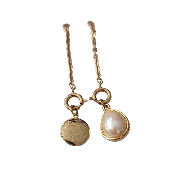 Joan Rivers Lot of 2 Egg, Locket Round Spring Clasps With Extender Chain Charms, E486