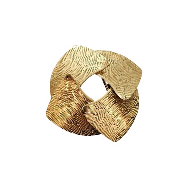 14K Yellow Gold Fur Clip Brooch Wheel Pendant Brutalist Parry & Parry Pin Signed