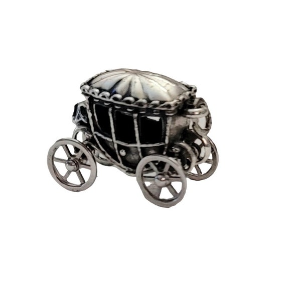 Vintage Sterling Silver  Articulated Wheels Princess Carriage Charm E880