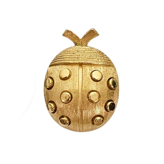 Trifari Vintage Gold Tone Lady Bug Pin, Signed L838