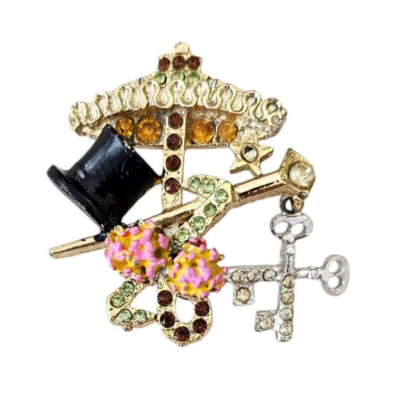 1973 Lindeburg Hat Umbrella Broch Pin Signed, L993