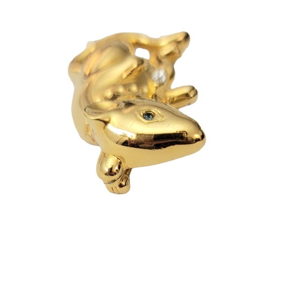 Carolee Gold Tone Rhinestone Figural Mouse Brooch… - image 6