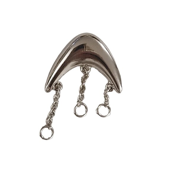 Monet Silver Tone Vintage Arrow Arch Chain Dangle Charm Holder Brooch Pin, K517