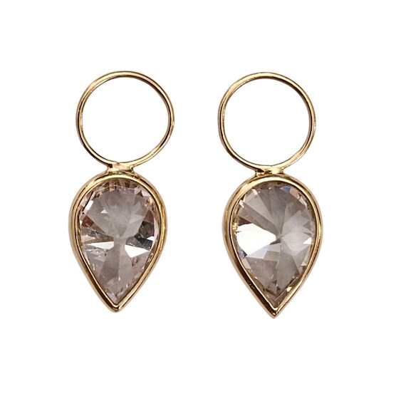14K Yellow Gold Crystal Jackets Pear Shaped Dangles