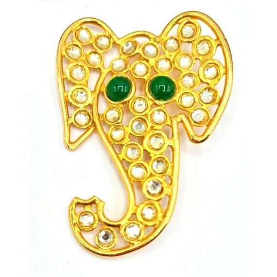 Hattie Carnegie Goldtone Statement Elephant Brooch, Pin