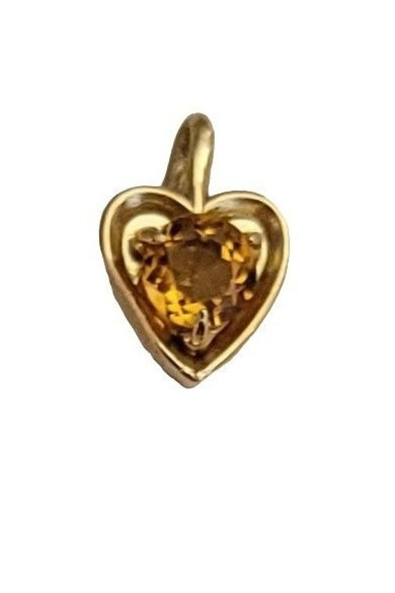 14k Yellow Gold Yellow Stone Tiny Heart Charm M242