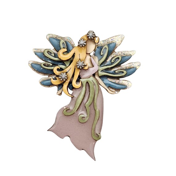 Lucinda Fairy Brooch Purple Blue Glitter Opaline Angel Pin J737