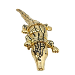 St. John Gold Tone Articulated Segmented Crocodile Alligator Brooch, Signed image 10