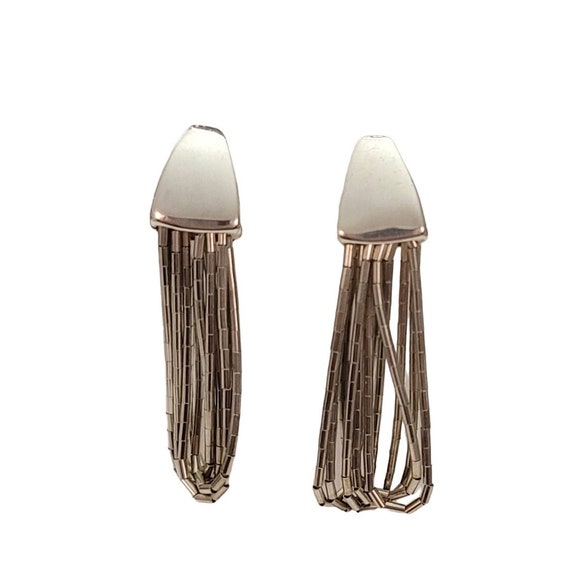 Shube Sterling Liquid Silver Dangle Post Earrings, Signed E456