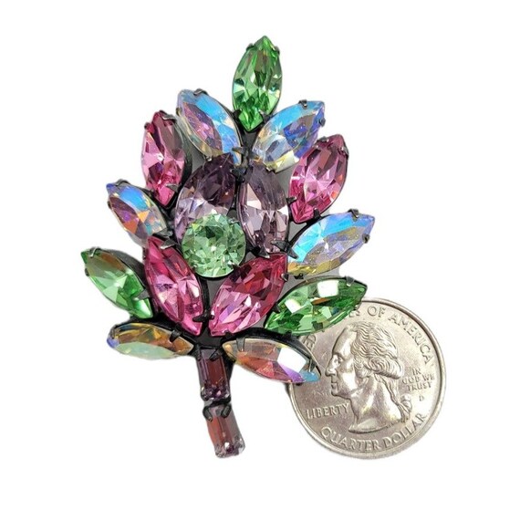 Regency Silvertone Multi Color AB Prong Set Rhine… - image 5