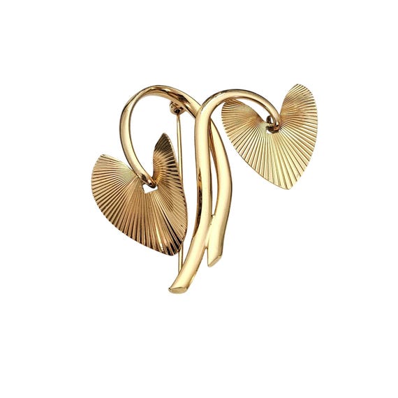 Napier Vintage Vermeil Articulated Leaf Brooch Modernist Sterling Pin, Signed