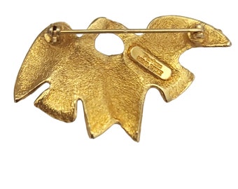 Broche Ancienne Nina Ricci En Métal Doré - Colombe Couple Oiseaux, Bijou Fantaisie Occasion