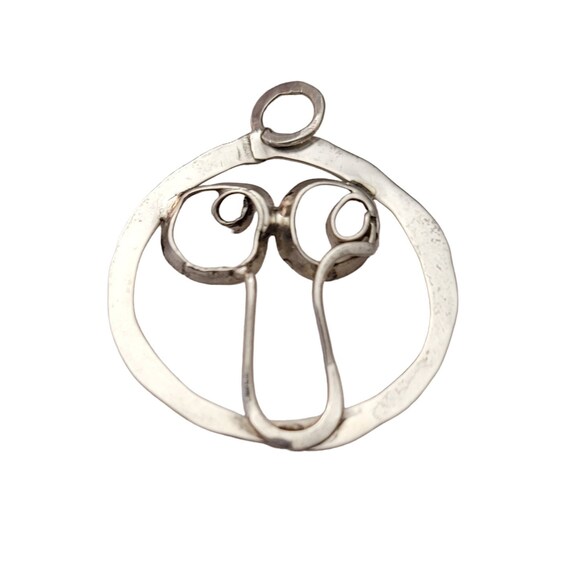 Sterling Silver Open Funny Face Googly Eye Pendant, Artisan E625