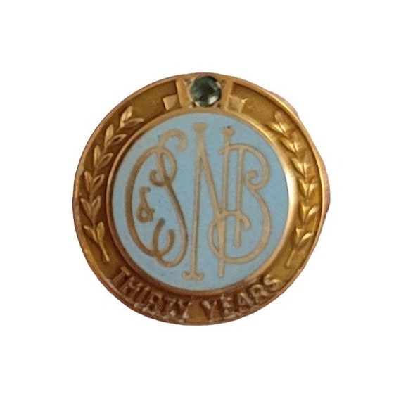 10K Yellow Gold Script Font CSNB 30-Year Service Monogram Pin, K973