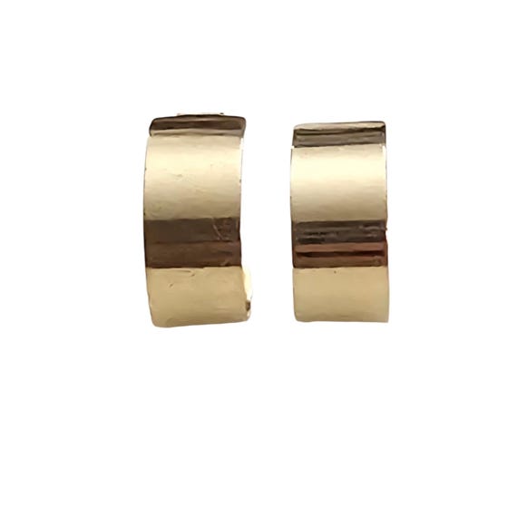 14K Yellow Gold Half Hoop Post Earrings