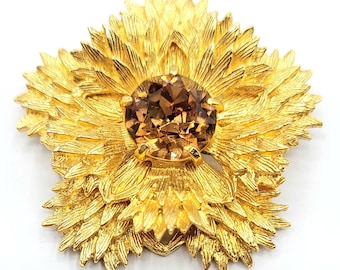 レビュー高評価の商品!の商品をすべて Benedikt Brooch Burst Star Rhinestone Topaz Brutalist NY アンティーク雑貨